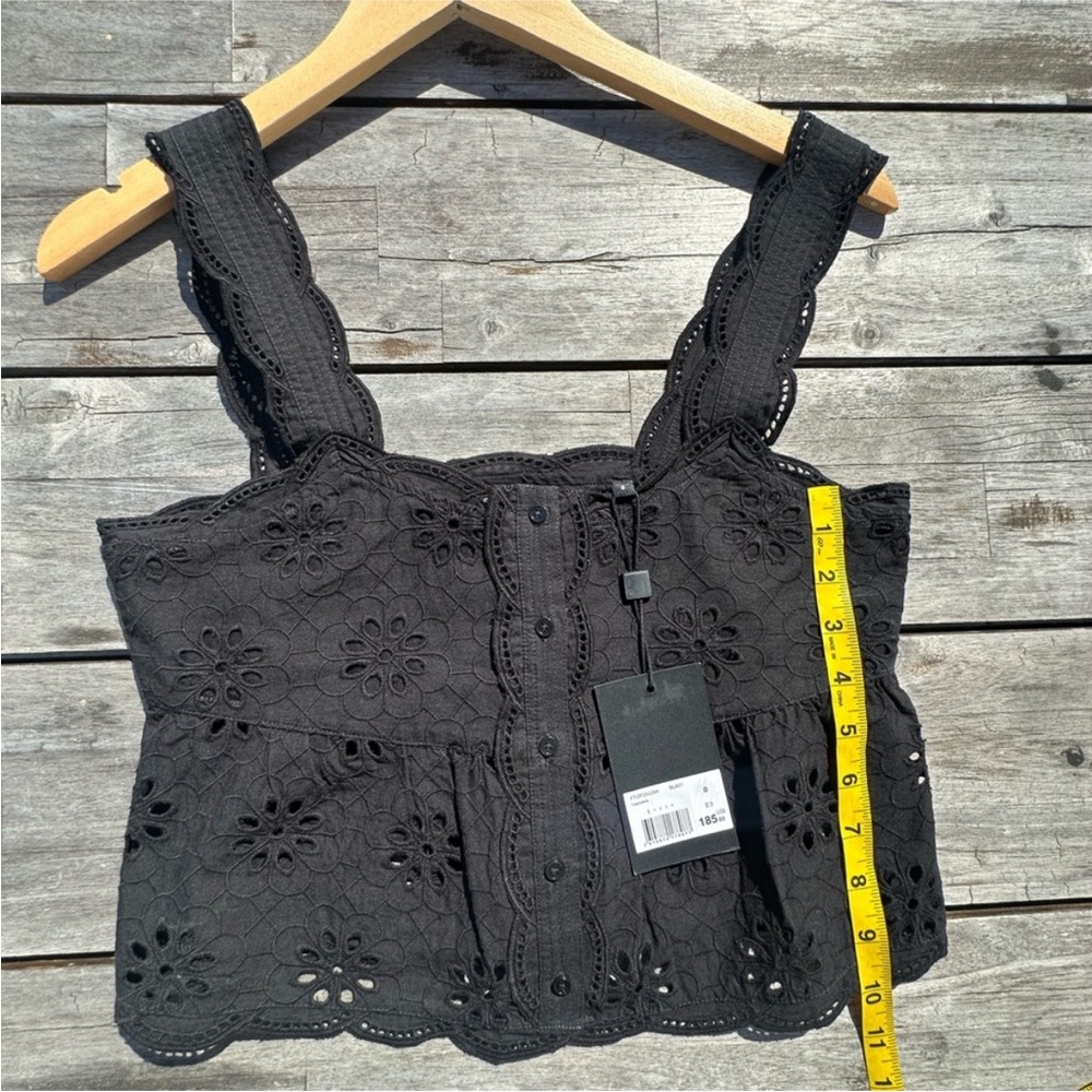 The Kooples Black Eyelet Scallop Crop Top | Size 0 - Picture 5 of 5